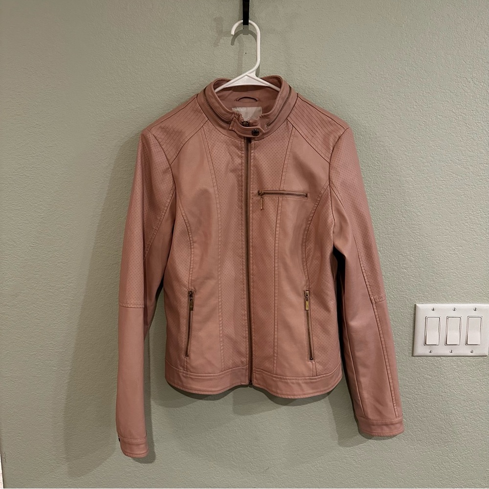 G by Guess Faux Leather Dusty Pink/Light Blush Jacket Size Large